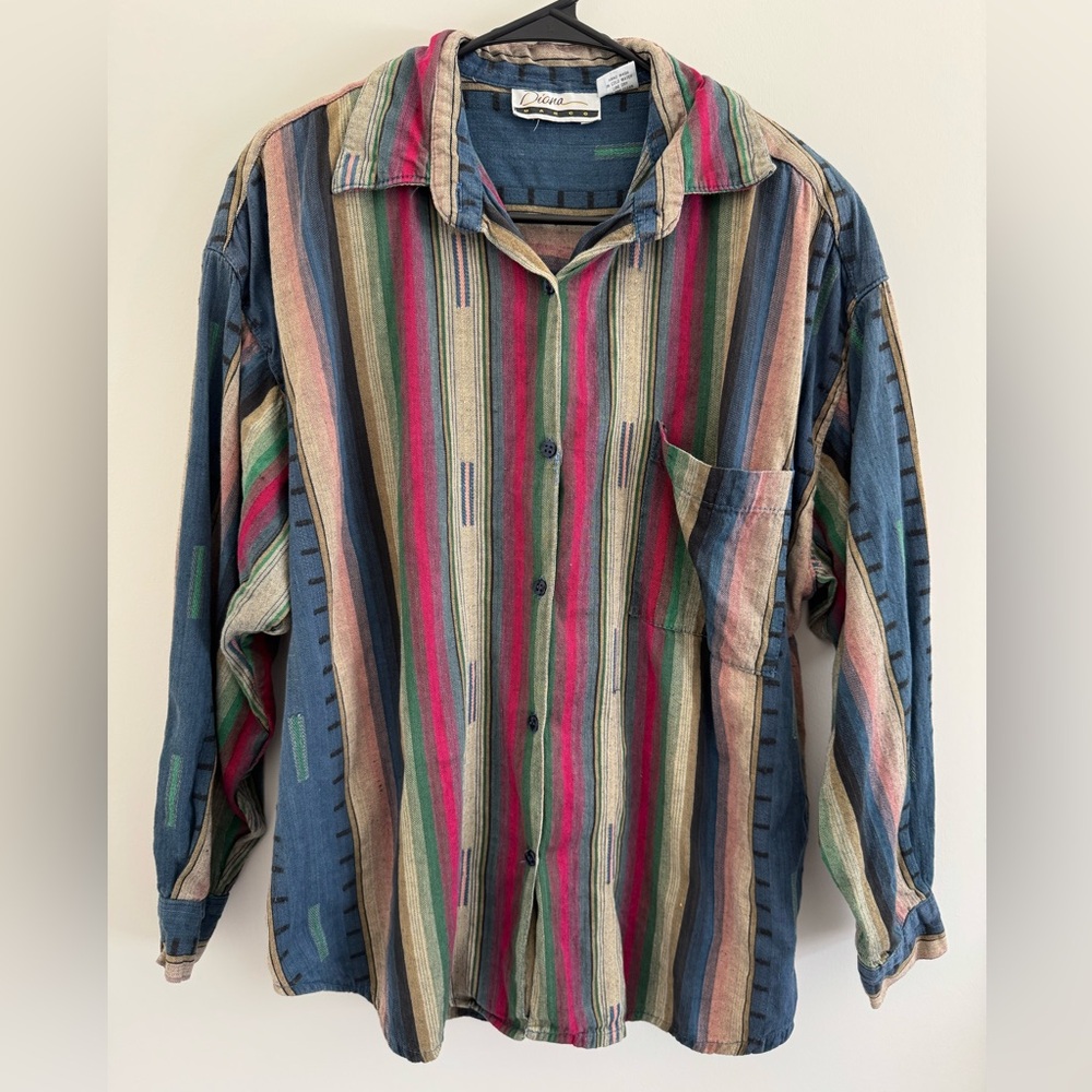Vintage Diana Marco Colorful Striped Button Down